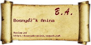 Bosnyák Anina névjegykártya